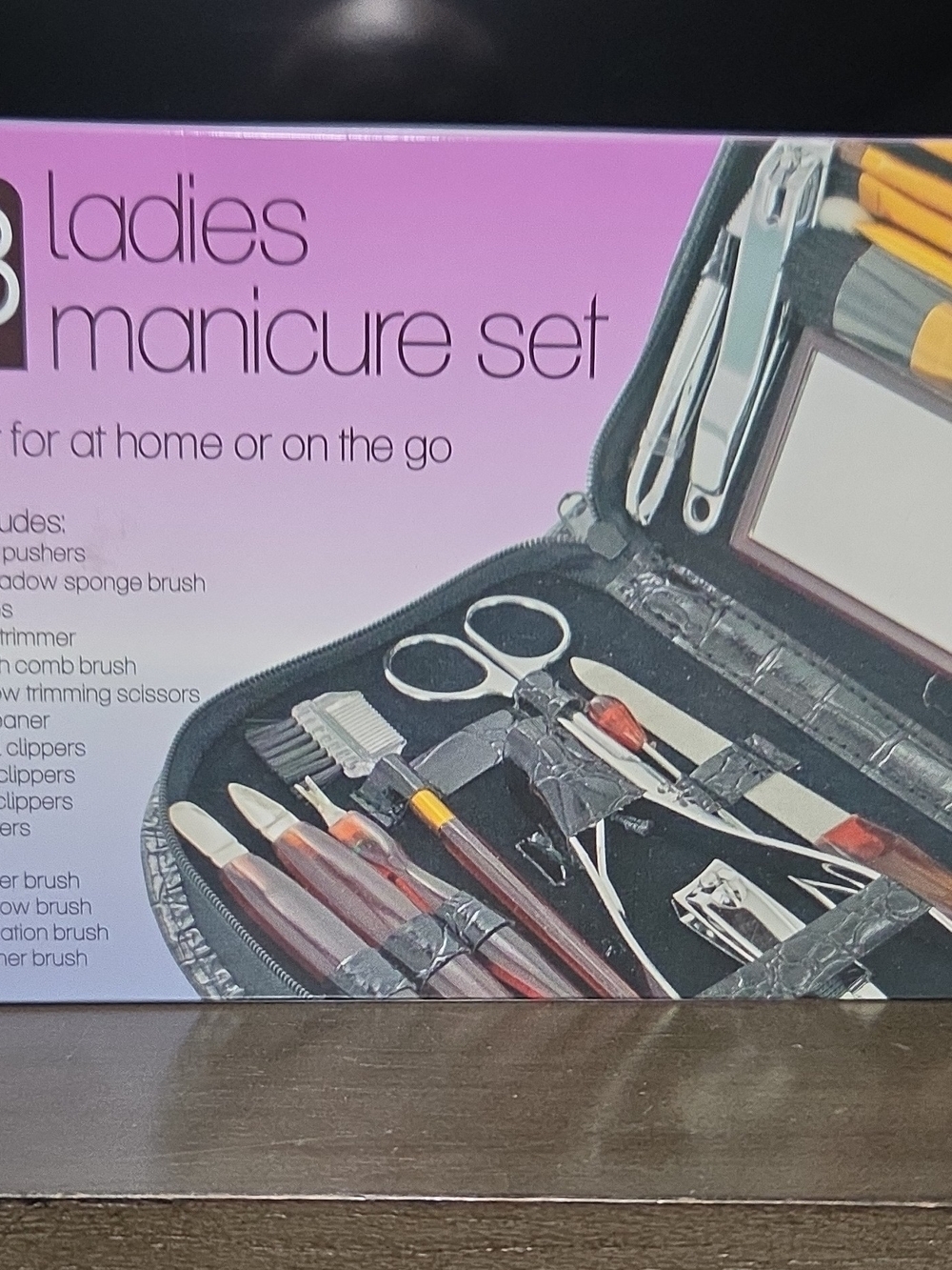 Ladies Manicure Set in Pink - Compact Home Nail Care Kit